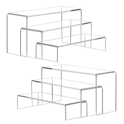 ANDGOO Display Risers, 6 Pcs(7.9”L-8.3”L-8.7”L) Rectangular Clear Acrylic Showcase Collectibles Display Stands Suitable for Retail Shoe Showcase Jewelry Funko Pop Figures - color: Clear, size: 6Pcs (7.9”L~8.3”L~8.7”L)