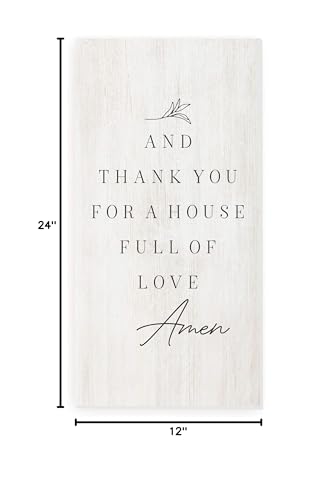 And Thank You For A House Full Of Love – White Wood Wall Sign 12x24 - color: White, size: 24"L x 12"W