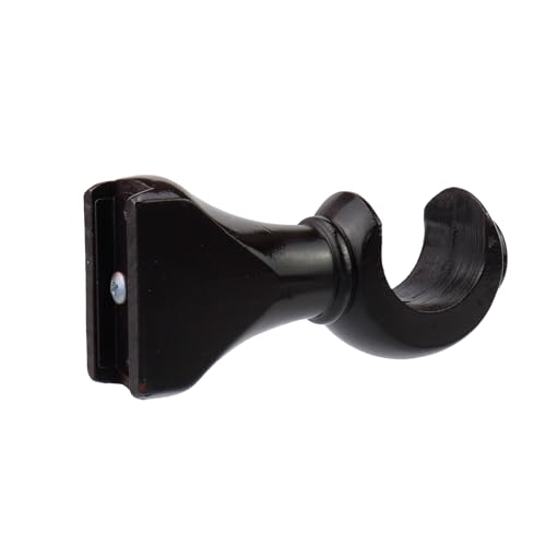 Antrader 2Pcs Finials for Curtain Rods and 2Pcs Wood Curtain Rod Brackets - color: Coffee Color