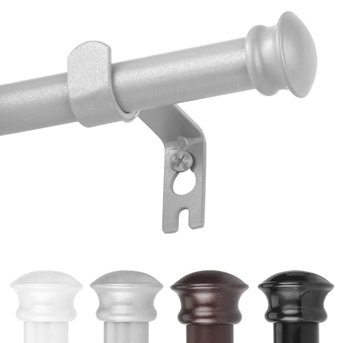 CorkLatta Silver Curtain Rods for Windows 30 to 88 Inches with Brackets, Decorative 5/8 Inch Diameter Single Window Curtain Rod Set for Room Divider, Bedroom, Living room, Kitchen, Bathroom - color: Silver, size: 30-88"