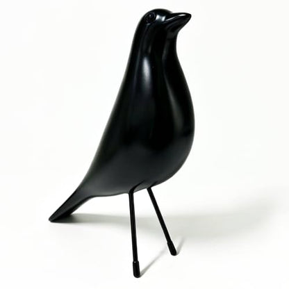 Mid Century Modern Bird Figurine, Resin Shelf Decor Accent - color: Black