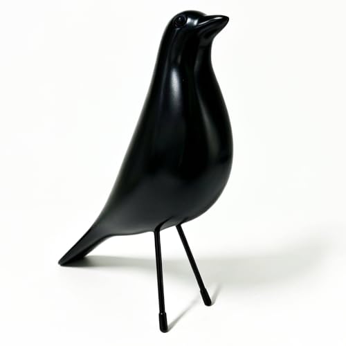 Mid Century Modern Bird Figurine, Resin Shelf Decor Accent - color: Black