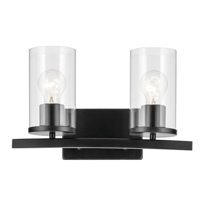 Kichler Crosby 2-Light Bathroom Vanity Light, Black - color: Black, size: 2 Light, style: Clear Glass