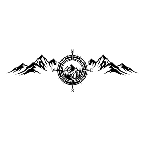 Sanwarm Wall Decor, 3 Pieces, Black Metal, for Home Mountain Forest - color: Mountain Compass