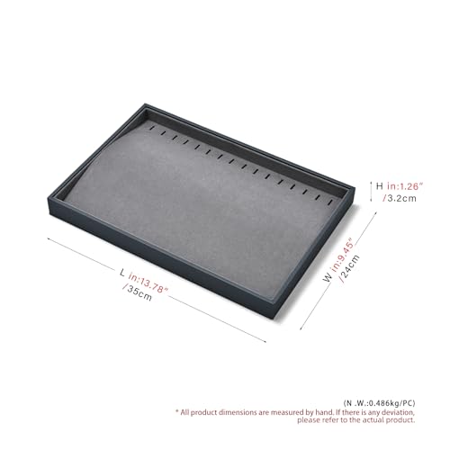 Grey Microfiber 20 Hook Anti-Tangle Necklace Bracelet Jewelry Tray - size: 16 Slot