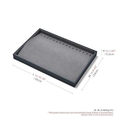 Grey Microfiber 20 Hook Anti-Tangle Necklace Bracelet Jewelry Tray - size: 16 Slot