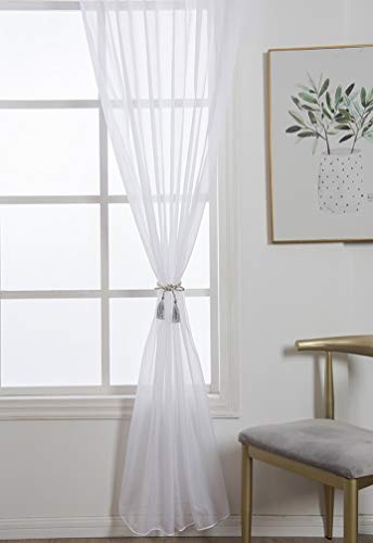 1 Panel Tab Top Voile Sheer Curtain White 102(H) X55(W) in - color: White, size: 55"W x 102"L (Pack of 1)