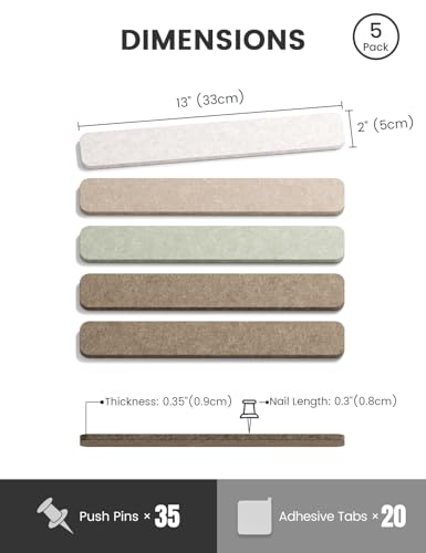 Fluxynara 13" x 2" Felt Wall Panels, Linen Dusk - color: Linen Dusk, size: 5-pack