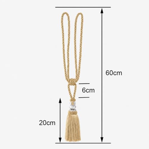 BEL AVENIR 2 Pack Curtain Tiebacks Hand-Woven Holdbacks Tassels Tiebacks - color: Golden, size: 2 Pack