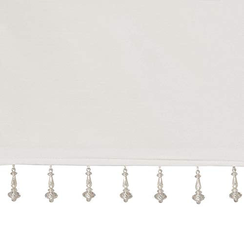 Madison Park Faux Silk Valances for Windows with Beads, 50x26 White - color: White, size: 50"W x 26"L (Pack of 1), style: Valance