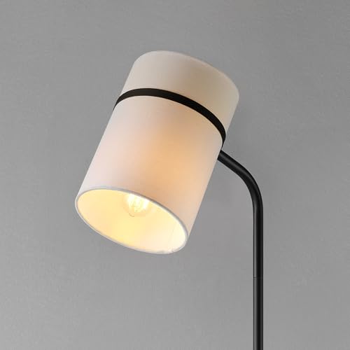 Globe Electric 62" Matte Black Floor Lamp with White Fabric Shade - color: Matte Black, White Fabric Shade