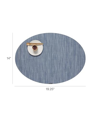 Chilewich Bamboo Placemats Set of 4, Woven Oval Placemats - color: Rain, size: 14"x19.25"
