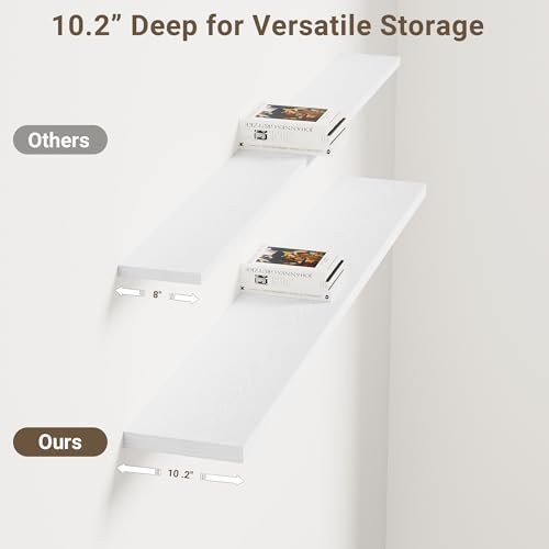 Vivelove 10 Inch Deep Floating Shelves for Wall 55” Set of 2, White - color: White, size: 55”wx10.2”dx1.5”h