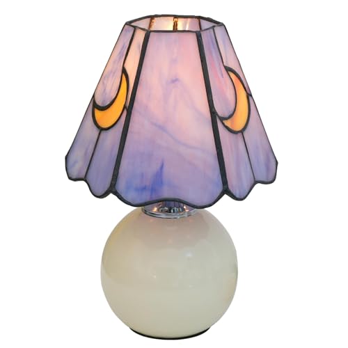 Tiffany Lamp Stained Glass Table Lamp Moon Mushroom Cute Small Bedside lamp Living Room Dining Room Office Decoration Desk lamp Home Decoration Creative Gift Scene Prop - color: Moon Mushroom-tiffany lamp