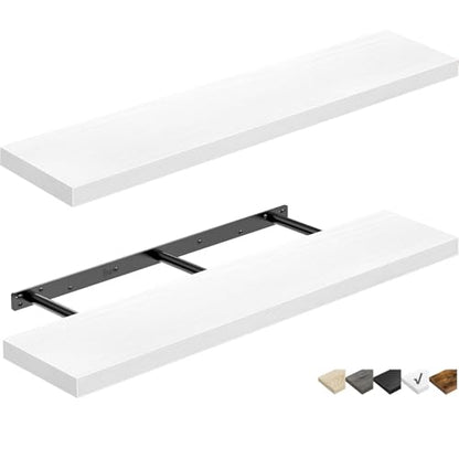 QEEIG Long Floating Shelves for Wall (White, Set of 2, 35.4") - color: C. White, size: 35.4"