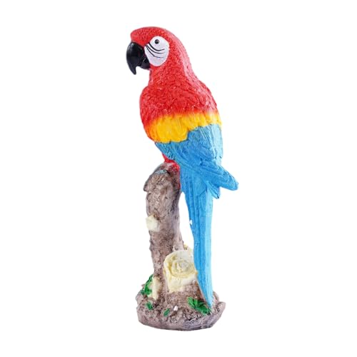 Resin Parrot Statue Fake Bird Tropical Decor Macaw Figurine - style: Black mouth