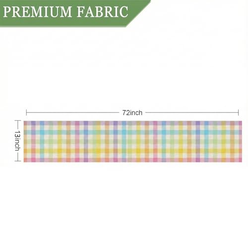 ONFAON Easter Buffalo Plaid Check Table Runner Spring Holiday Decoration Farmhouse Home Dining Room Kitchen Table Decor (13" x 72") - size: Easter01