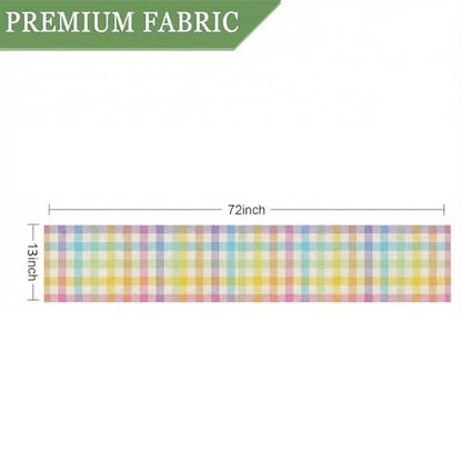 ONFAON Easter Buffalo Plaid Check Table Runner Spring Holiday Decoration Farmhouse Home Dining Room Kitchen Table Decor (13" x 72") - size: Easter01
