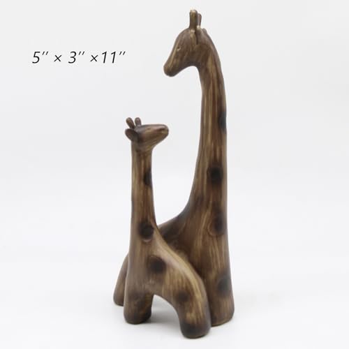 Lukitas Giraffes Statue Decor, Mom-and-Baby Giraffe Sculpture, Resin 11''