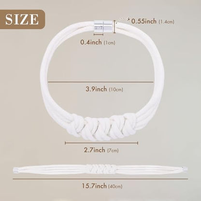 NICEEC 2 Pack Natural Cotton Rope Curtain Tiebacks Elegant Boho Style Magnetic Drape Tie Backs Soft Hand-Woven Rope Curtain Holdbacks for Home & Office Drapery (Cotton knot-04) - color: Cotton Knot-04, size: 2 Pack