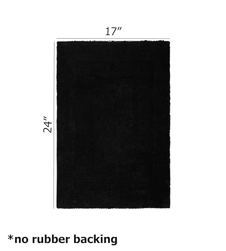 COTTON CRAFT 2 Pack Reversible Bath Mat - Soft Plush Bath Rug -17x24- Black - color: Black, size: 17x24 Inches