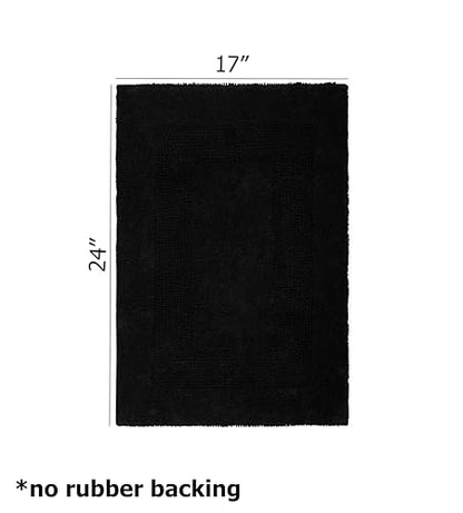 COTTON CRAFT 2 Pack Reversible Bath Mat - Soft Plush Bath Rug -17x24- Black - color: Black, size: 17x24 Inches