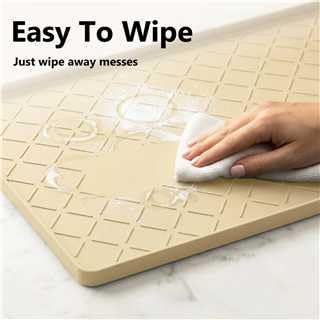 MateeyLife Silicone Waterproof Mat for Dog & Cat Food Mat 19"X12" - color: Khaki, size: 19"L x 12"W