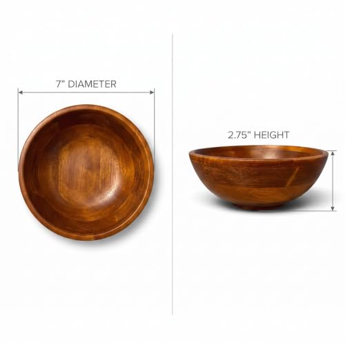 Lipper International Rubberwood Footed Bowl with Cherry Finish for Fruits, Salads, or Popcorn, Small, 7" Diameter x 2.75" Height, 27.05 Fl. Oz., Set of 4 Bowls - size: Small, style: Set of 4 Bowls