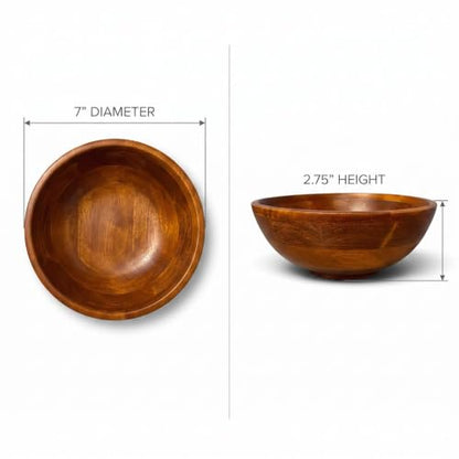 Lipper International Rubberwood Footed Bowl with Cherry Finish for Fruits, Salads, or Popcorn, 7" Diameter x 2.75" Height, 27.05 Fl. Oz., Single Bowl, Small (Pack of 12) - size: Small (Pack of 12), style: Bowl