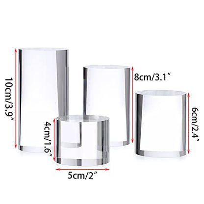 Hipiwe 4-Pack Acrylic Display Risers Figures Display Stand Holder, Cylinder