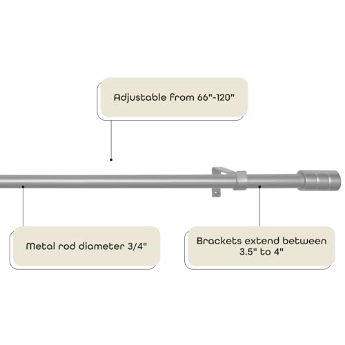 Buono II Cole Silver Rod & Finial, 66-120 in, for Windows, Finials - size: 66-120, style: Cole Silver