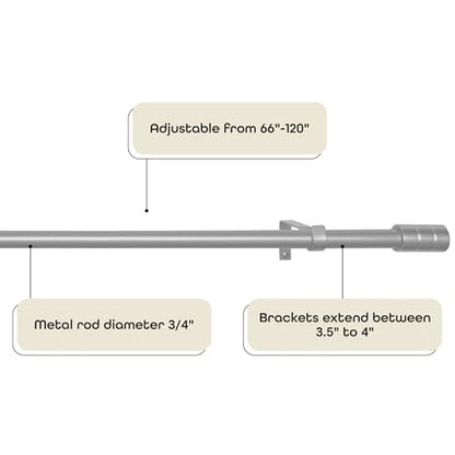 Buono II Cole Silver Rod & Finial, 66-120 in, for Windows, Finials - size: 66-120, style: Cole Silver