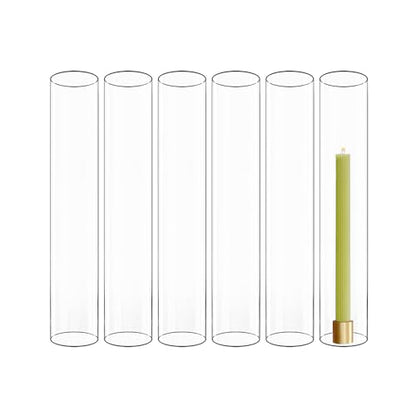CYS EXCEL 6 PCS Glass Hurricane Tubes (H:14" D:2.5") - Fits Candles up to 2" Wide, Requires Holder Base 2.75" or Wider - size: 2.5" wide x 14" tall