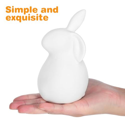 Amosfun Ceramic Bunny Rabbits Ceramic Bunny Figurine Rabbit Decor for Easter Dining Table Centerpiece Tiered Tray Bowl Shelf Ornament