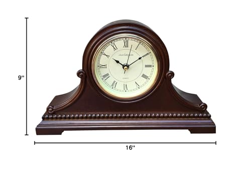 Mantel Clocks, Battery Operated, Silent Wood Mantle Clock with Westminster Chimes On The Hour, Solid Wooden Shelf Decorative Chiming Table Clock, 9" x 16" x 3" - color: Walnut - Roman Numerals
