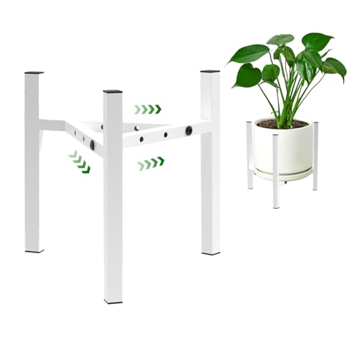 Aripark Plant Stand Indoor Adjustable, Metal Modern Plant Stands, Heavy Duty Stable Plant Pot Small Flower Holder Indoor Outdoor Corner, Fit 8 9 10 11 12 inch Pots, White (Pot & Plant Not Included) - color: White
