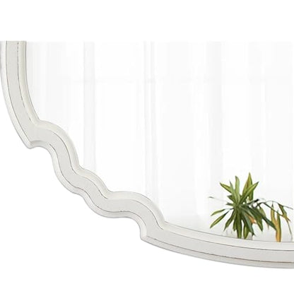 Rustic Oval Mirror 22 X 30 Inch, Distressed White, Wood Framed - color: Oval, White, 21.8 X 29.9