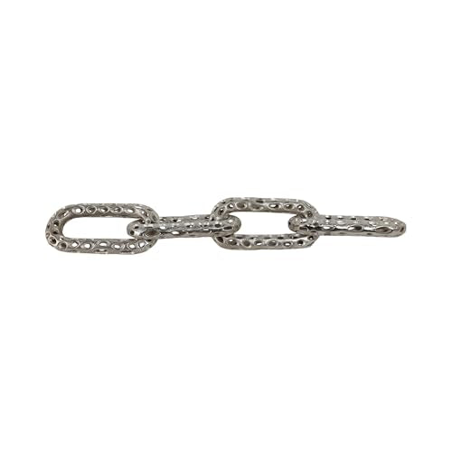 25x4 Pierced Metal 4-Chain Link Object, Silver - color: Silver