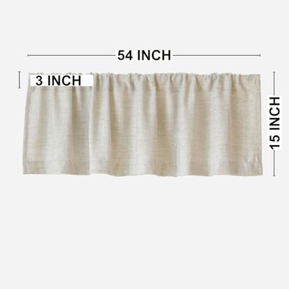 Oindec Farmhouse Faux Linen Valance for Windows, 54x15 inch, Natural - color: Natural, size: 54"W x 15"L (Pack of 1)