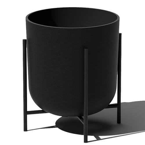 Veradek Mason Series Raised Lima Planter - Round Planter with Stand - color: Black, size: 15 inch