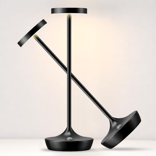 2 Pack Cordless Table Lamps, Rechargeable 6000mAh, 72H Runtime, Waterproof - color: 2 Black