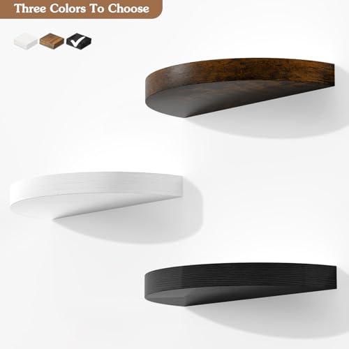 Olakee Floating Shelves for Wall Set of 3, 15.4" Rustic Wood Wall Mounted Shelves for Bathroom, Bedroom, Living Room, Kitchen, Office – Heavy Duty Decorative Storage Shelves – Black