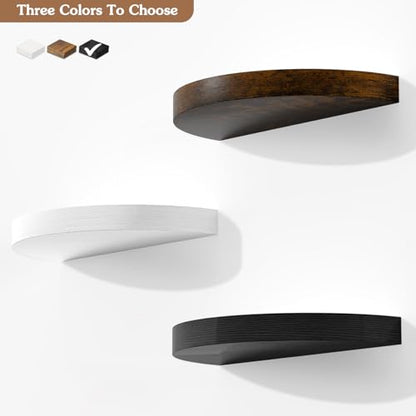 Olakee Floating Shelves for Wall Set of 3, 15.4" Rustic Wood Wall Mounted Shelves for Bathroom, Bedroom, Living Room, Kitchen, Office – Heavy Duty Decorative Storage Shelves – Black