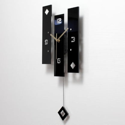 SHISEDECO Creative Mute Modern Acrylic Pendulum Wall Clock Black and White