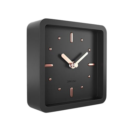 Driini Small Square Modern Desk Clock – Silent Analog, Black and Rose Gold - color: Black