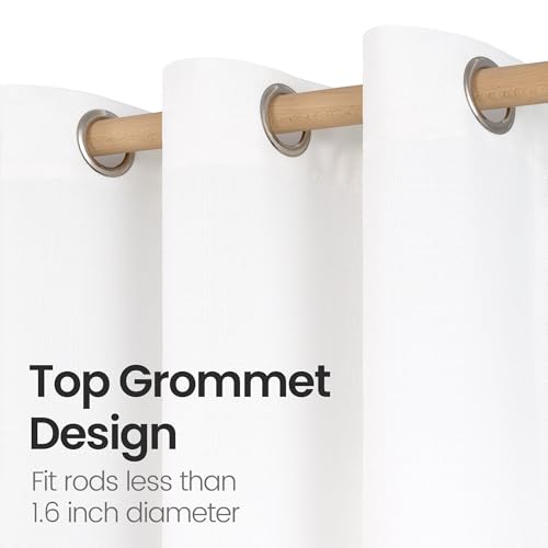 BGment Faux Linen White Curtains 63 Inch Length for Living Room - 2 Panels - color: Pure White, size: 52"W x 63"L (Pack of 2)