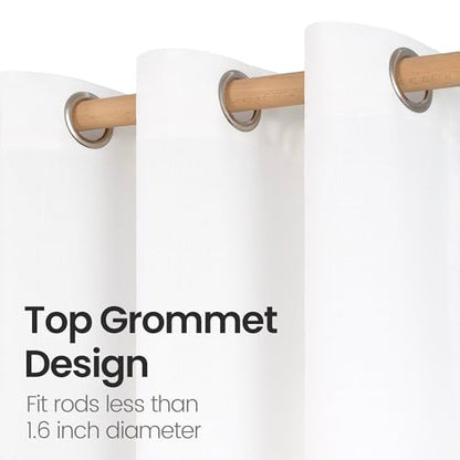 BGment Faux Linen White Curtains 63 Inch Length for Living Room - 2 Panels - color: Pure White, size: 52"W x 63"L (Pack of 2)