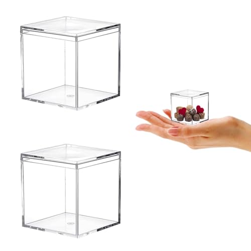 KissYou Small Acrylic Box 1.77 x 1.77 x 1.77 Inch 2 Pack Candy Box with Lid - size: 1.77 x 1.77 x 1.77 Inch