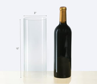 CYS EXCEL 2 PCS (H:10" D:3") Open Ended Glass Hurricane Candleholder Tube Shade | Open Flame Candle Chimney Tube Cover | Bottomless Cylinder - size: 3" wide x 10" tall