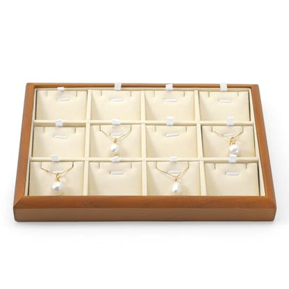 Oirlv Wood Jewelry Pendant Display Tray - color: Cream, size: 12 insert